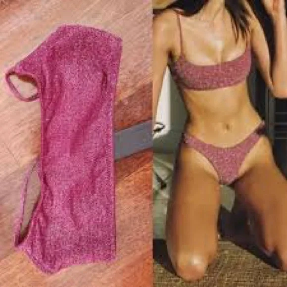 Triangl Mica Grape Soda Sparkle Pink Bikini Set - Women's Two-Piece Swimwear - Picture 3 of 5